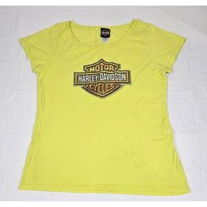 Harley Davidson T-Shirt Womens XL. 2014 Custer‎ South Dakota Yellow Tee